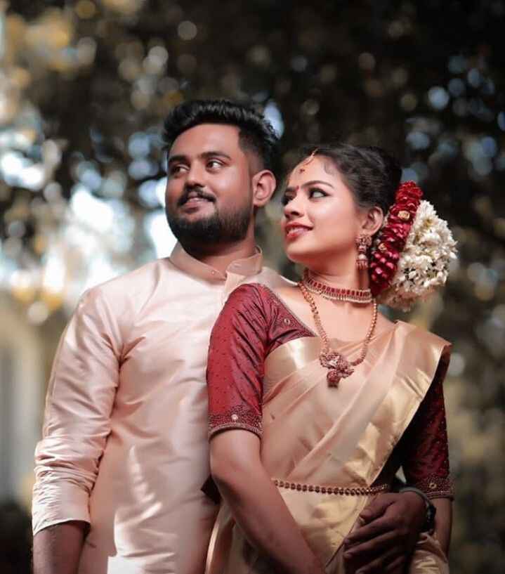 South Indian wedding couple candid photography outdoors