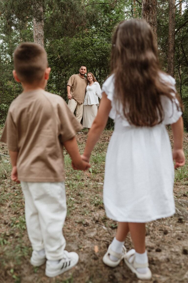 Children candid photography during family outdoor photoshoot